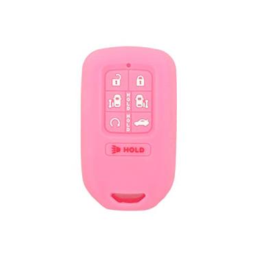 Imagem de SEGADEN Capa Protetora de Silicone Capa Suporte de Pele Jaqueta Compatível com HONDA Odyssey Freed Elysion 7 Botões Controle Remoto Fob 6+1 Suporte BTN CV4221SEGADEN rosa CV4221PK
