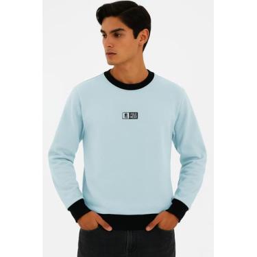 Imagem de Blusa Moletom Masculina Gola Careca Polo Wear Azul Claro, Azul claro, 