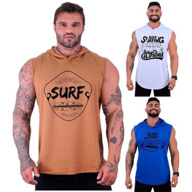 Imagem de Kit 3 Regatas Longline Machão Com Touca Masculina MXD Conceito Casual Lazer Musculação-Masculino