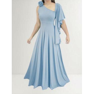 Imagem de Vestido Manga Longo Para Madrinha Casamento Festa Godê Flor - Casual D