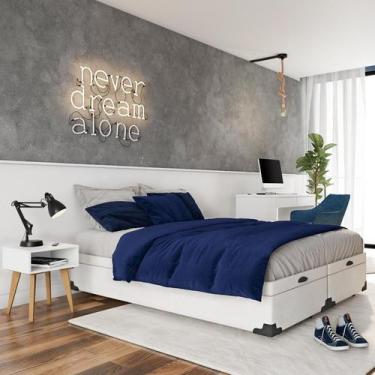 Imagem de Base para Cama Box Queen Madden com Baú (45x158x198) Branca - Mobly