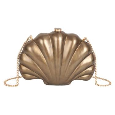 Imagem de Bolsa feminina Seashell Evening Bag Mermaid Chain Strap Clutch Shoulder Bag, 03 cafés