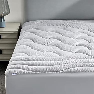Imagem de SLEEP ZONE Capa de colchão de grau de atleta para colchão com enchimento macio e fofo, design ergonômico, bolso profundo de até 53 cm com ampla saia elástica, cinza prateado, solteiro GG
