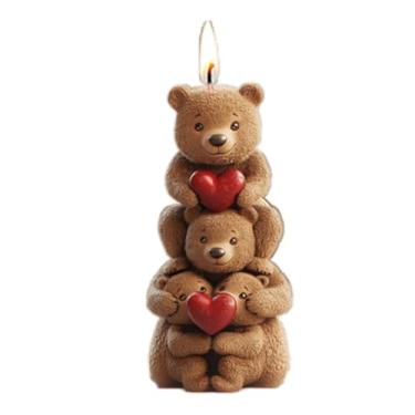 Imagem de Molde de vela espiral ondulado de silicone com cilindro de coração de urso rosa - Moldes de fundição de resina de silicone para velas, resina e sabonete, suprimentos de artesanato