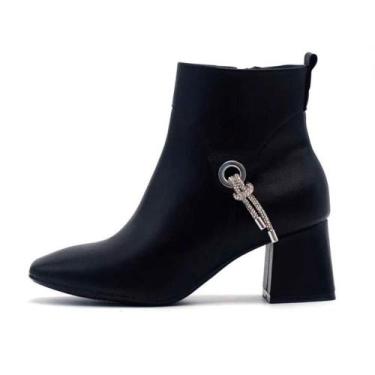 Imagem de Bota Vizzano Cano Curto Ziper Lateral Cordao, 36, Preto