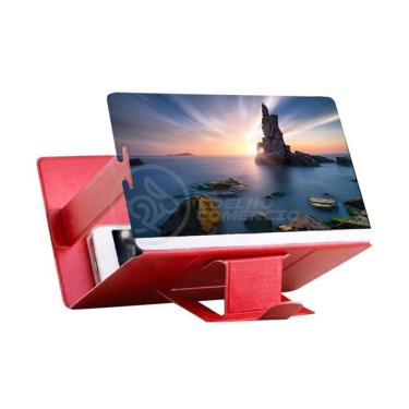 Imagem de Lupa Ampliadora Tela De Celular Portátil Dobrável Vermelho