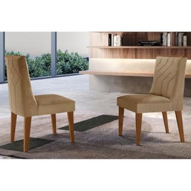 Imagem de Cadeira Sala De Jantar Nevada Kit 2 Un Mdf Imbuia/linho Turim