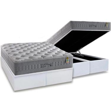 Imagem de Cama Box Baú King Kit Colchão MasterPocket Soft Dream Molas Ensacadas Courano White Anjos