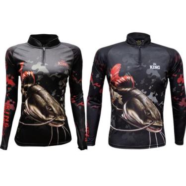 Imagem de Kit King Igual Camisa Pesca Casal Proteç Solar Dryfit Combo, G Masculi