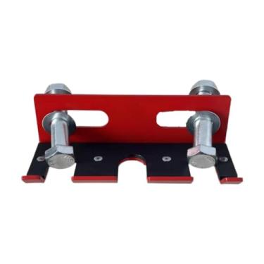 Imagem de Dynwave Suporte triplo para barra de agachamento vertical, suporte de 3 postes montado em rack para barra de rosca, de de metal resistente para academia de, Vermelho