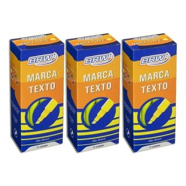 Imagem de Caneta Marca Texto Fluorescente Brw Caixa Com 12 Kit 3 - Geral