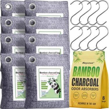 Imagem de Absorvedor de odor de carvão ativado 8 Pack, Nature Fresh Bamboo Charcoal Air Purifying Bag Car Air Freshener, Closet Umidade Absorber Desodorizer Odor Eliminator