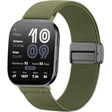 Imagem de Oanux Pulseira de relógio magnética de nylon elástico de 22 mm, compatível com Amazfit Bip 6/Amazfit Bip 5, pulseira de reposição para Amazfit Helio e GTR 4/3 Pro/3/2/2e/47 mm masculino e feminino