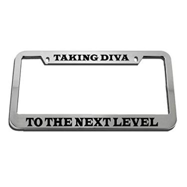 Imagem de Speedy Pros Taking Diva to The Next Level Moldura de placa de carro de metal de zinco Suporte de etiqueta automotiva - Cromado 2 furos