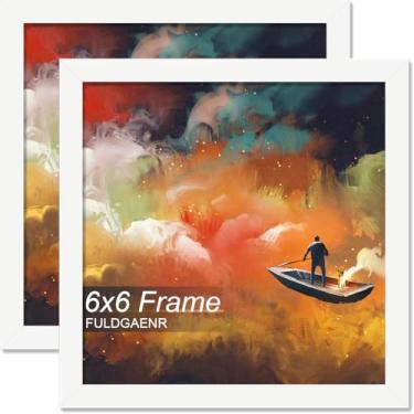 Imagem de FULDGAENR Conjunto de 2 porta-retratos 15 x 15 cm, molduras brancas para certificado de pôster fotográfico de 15 x 15 cm, moldura de parede/mesa de alta transparência com visor vertical horizontal