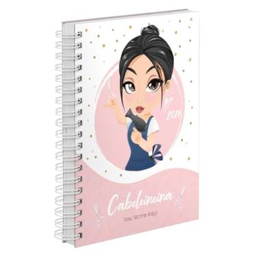 Imagem de Agenda Comercial 2026 Personalizada Capa Dura Cabeleireira Morena Cores (Rosa)