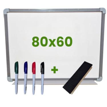 Imagem de Quadro Multifuncional para Recados e Organização – Mural Magnético, Painel Magnético e Modelo Compacto com Ceramic Steel e Moldura Natural(80x60 apagador e 4 marcadores)