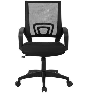 Imagem de Furniture of America Cadeira de mesa ergonômica Knoll, cadeira de computador de malha com suporte lombar e apoio de braço, cadeira de trabalho ajustável para casa com encosto médio, moderna e