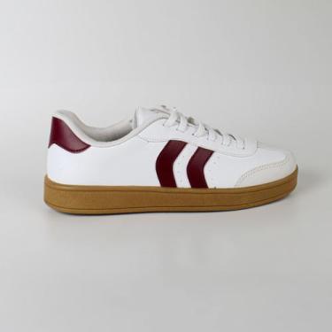 Imagem de Nadia Talita Tenis Casual Fem 10003 Branco, Branco, Bordô, 02, 37