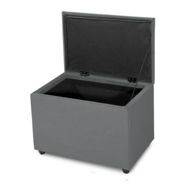 Imagem de Puff Baú 60cm Porta Brinquedo Organização Assento Decorativo Cor cinza