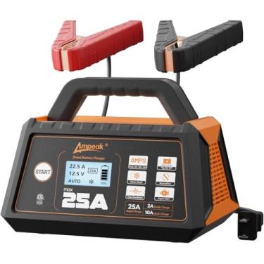 Imagem de Ampeak Carregador de bateria, carregador de bateria de carro 2A/10A/25A, mantenedor de bateria inteligente totalmente automático de 12 V com modo inverno, dessulfator automático, recondicionamento de