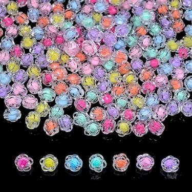 Imagem de Mais de 200 peças de miçangas kandi variadas em massa para fazer joias, kit de fabricação de pulseiras da amizade, suprimentos de artesanato contas de charme (rosa)