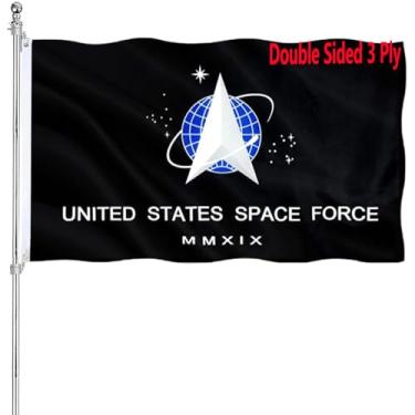 Imagem de ARSOF Bandeira da Força Espacial dos EUA 4x6 Dupla Face - Bandeira da Força Espacial dos Estados Unidos Resistente 3 Camadas 200D Poliéster e Cabeçalho de Lona Durável com 2 Ilhós de Latão