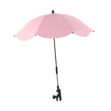 Imagem de simhoa Guarda- para carrinho de bebê com prendedor, guarda-chuva leve dobrável, sombra para carrinho de bebê, guarda-chuva para cadeira de praia, para, Rosa