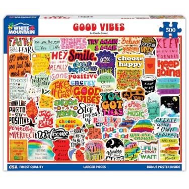Imagem de White Mountain Good Vibes Puzzle 500 Piece Happy Puzzles for Adults and Families