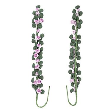 Imagem de XUXHOU 1:12 Mini Dollouse Rose String, Cena do Jardim Rose String Cavale Swing Decorative Long Bouquet para Crianças Meninas Meninas (Rosa roxa)
