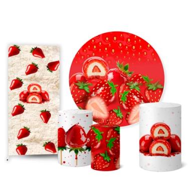 Imagem de Trio Capas Cilindro + Painel Sublimado + Lateral Morango do Amor (K2MRG0005)