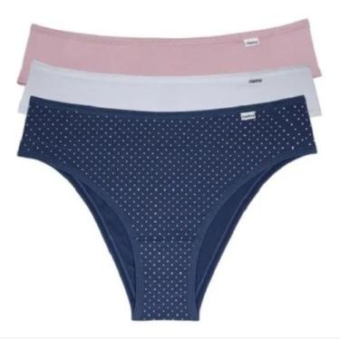 Imagem de Kit c/ 6 Calcinhas Biquini Microfibra Del Rio ref. 51509, Marinho/Bran