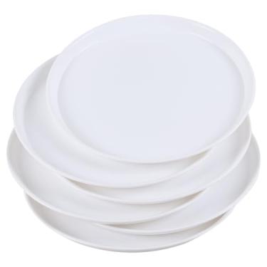 Imagem de Farmoon Pacote com 6 bandejas redondas de plástico, bandejas para servir comida de restaurante, branca