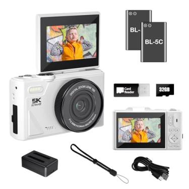 Imagem de WGM Câmeras digitais Point and Shoot Câmera digital portátil FHD 64MP 4K com zoom de 16X anti-trepidação com tela flip