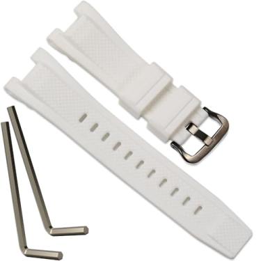 Imagem de Pulseira de borracha compatível com Casio G Shock GST-B100 GST-S110 GST-W110 GST-W310 GST-W310 Pulseira de relógio GST-B200 (fivela preta de pulseira branca)