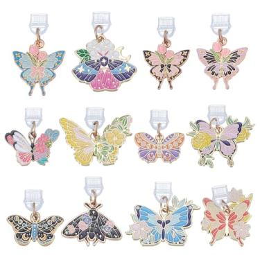 Imagem de PLIGREAT 12 peças de berloque fofo de plugue de poeira compatível com telefone Kindle tipo C, plugues antipoeira borboleta floral tipo C plugues de porta de carregamento USB com pingentes de liga