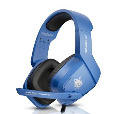 Imagem de PHOINIKAS Fone De Ouvido Gamer Para Ps4, Ps5, Pc, Laptop, Fones Estéreo Com Microfone Cancelamento Ruído, Xbox One, Switch, Mac, Telefone (Azul-Marinho)