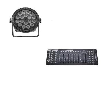 Imagem de Kit 4 Par Led Slim Rgbwa + Uv 18X18W Onelight + Mesa Dmx 512