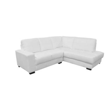 Imagem de Sofá De Couro Canto Marrocos 2 Lugares Com Chaise Direita Branco Pigmentado - Mempra Design
