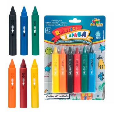 Imagem de Kit 6 Canetinhas Giz De Cera Colorida Infantil Lavável Para Banho - Ar