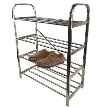 Imagem de Sapateira 4 Andares Inox 12 Pares Sapato Calçado Tenis Sandalia Corredor Quarto Hall de Entrada Prateleira Organizaçao