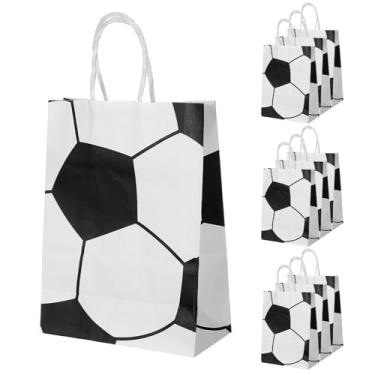 Imagem de Yuomeaz 10 sacos de futebol para lanches, sacos de petiscos de futebol com alças, saco de guloseimas de futebol, saco de lembrancinha de festa de futebol para doces, suprimentos de presentes