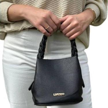 Imagem de Bolsa Feminina Preta Transversal com Alça de Mão e Ombro - LYSSA