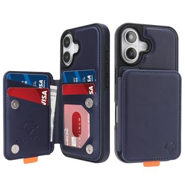 Imagem de GUERNICA Capa carteira para iPhone 16 Plus (6,7 polegadas) com suporte para cartão, bloqueio de RFID para mulheres e homens, capa de telefone à prova de choque para Apple 16 Plus, azul