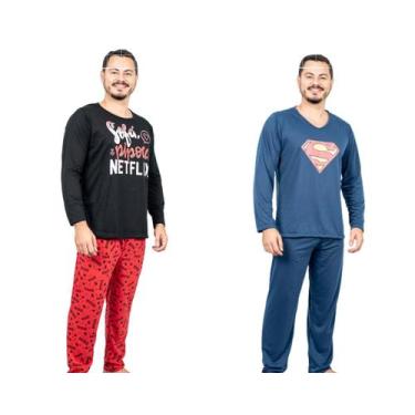 Imagem de Kit 2 Pijamas Masculino Longo Inverno Desenho Super Herói - Nannamia, 