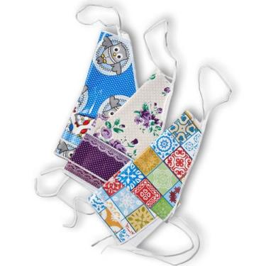 Imagem de Kit 3 Avental Cozinha Pvc Impermeável Limpa Fácil Estampado - Pano a P