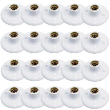 Imagem de Kit 20 Plafons Taschibra Porcelana Redondo E27 Bivolt Branco