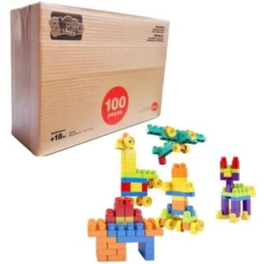 Imagem de Blocos de Montar Infantil, 100 Peças, Brinquedo Educativo Colorido para Criança, DISMAT