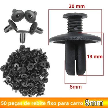 Imagem de Fixadores Automotivos De Plástico Preto 50 Peças, Pino De Pressão Com 
