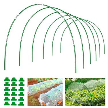 Imagem de Joyhalo Argolas de jardim para canteiros elevados, 36 peças de argolas de estufa, túnel de jardim de fibra de vidro revestido sem ferrugem de 2,4 m, moldura removível de casa de aro para cobertura de